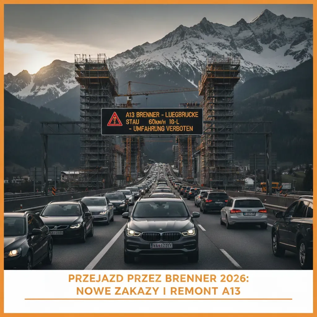 Przejazd przez Brenner 2026 - remont mostu Luegbrücke i korki na A13