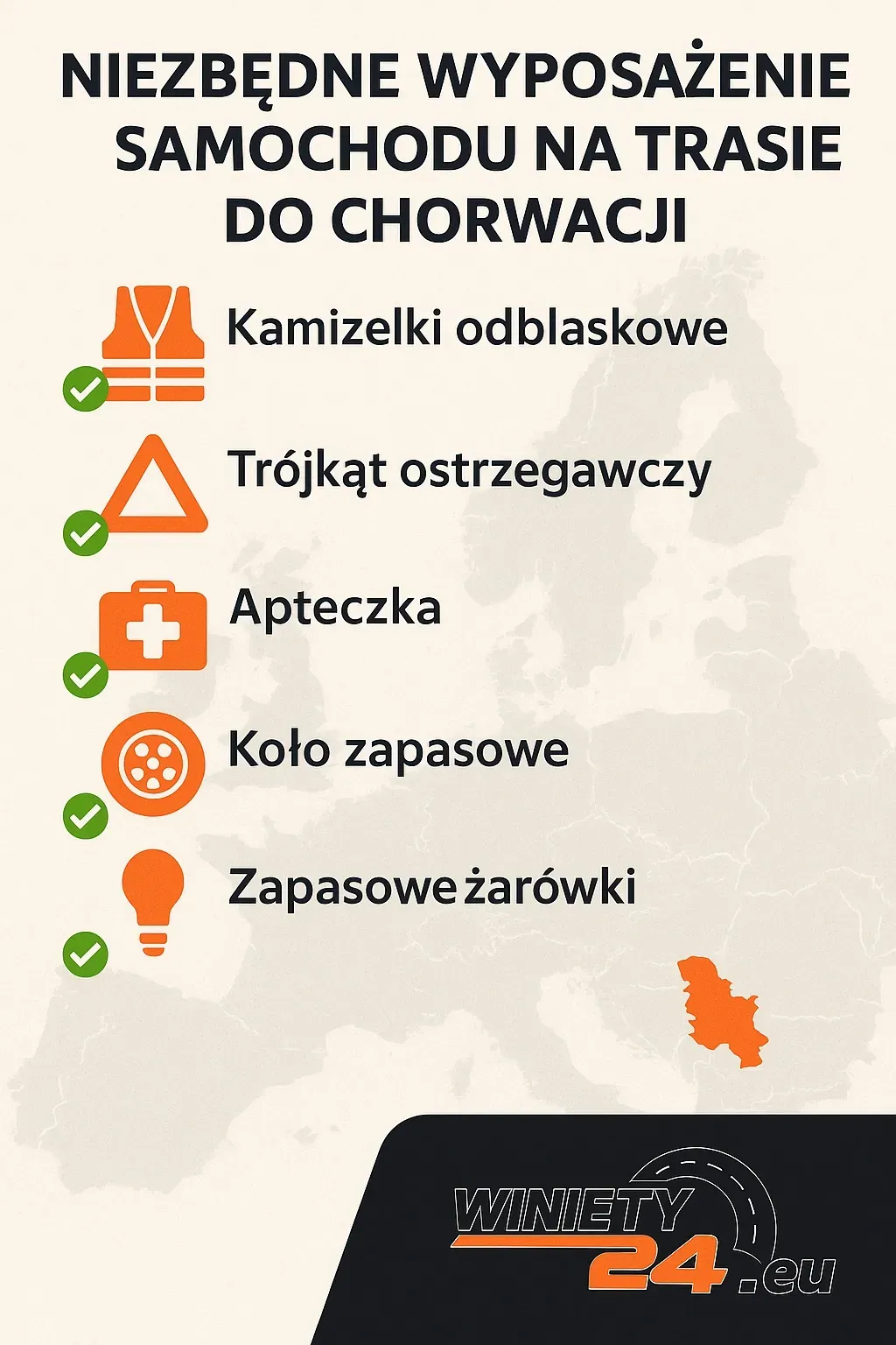 Wyposażenie samochodu na trasie do Chorwacji